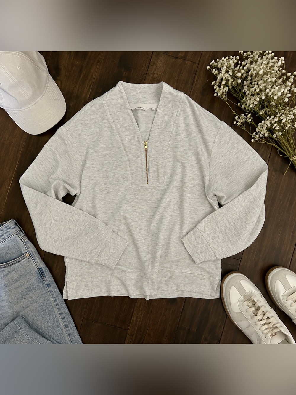 Soma 24/7 Heather Gray Quarter Zip Pullover Sweatshirt Size M